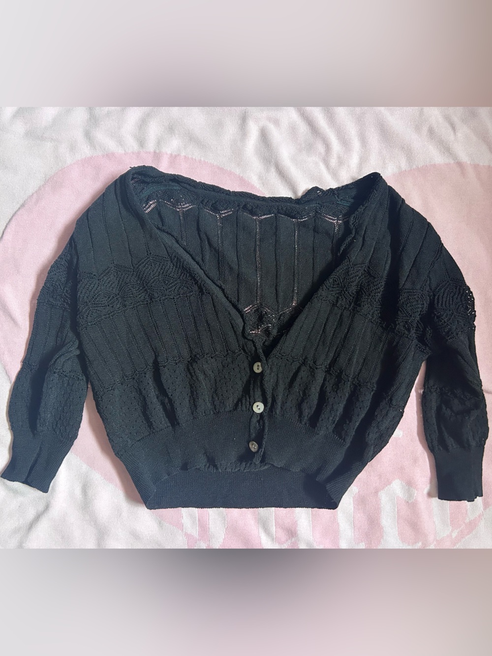 Y2K Black Lightweight Cropped Knit Cardigan